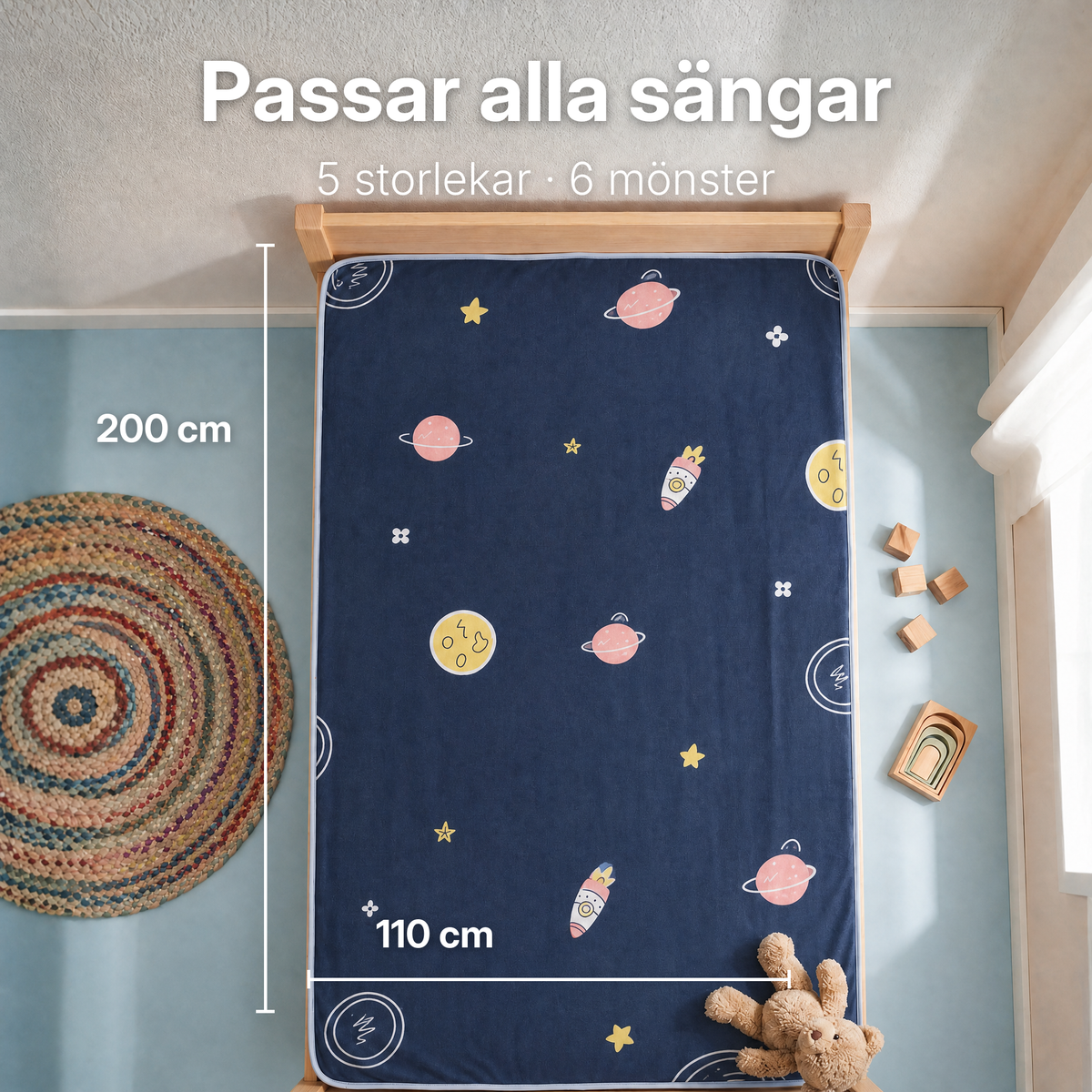 Passar alla sängar, 5 storlekar